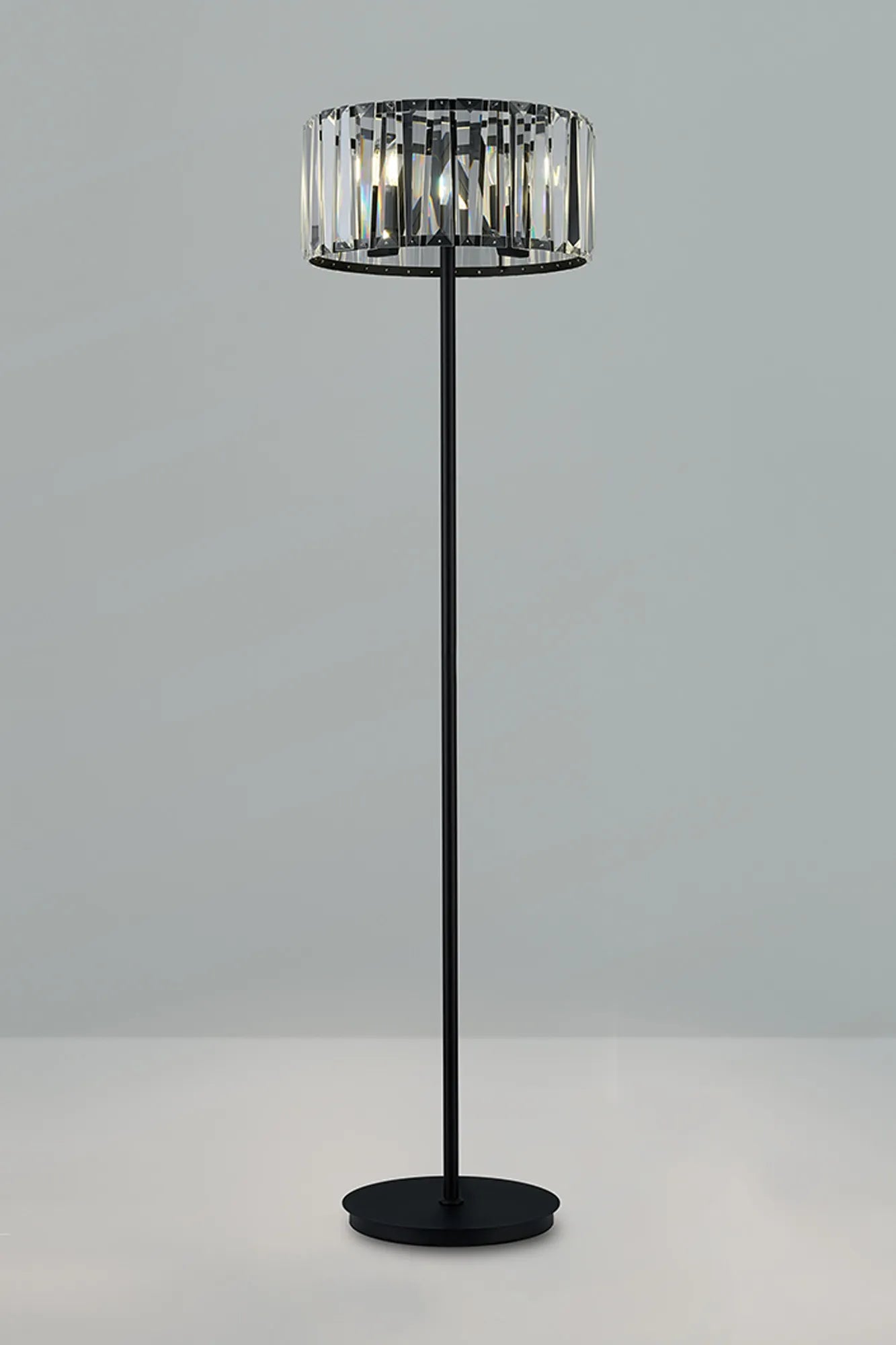 Tudor Crystal Floor Lamp- Black/ Brass/ Nickel Finishes