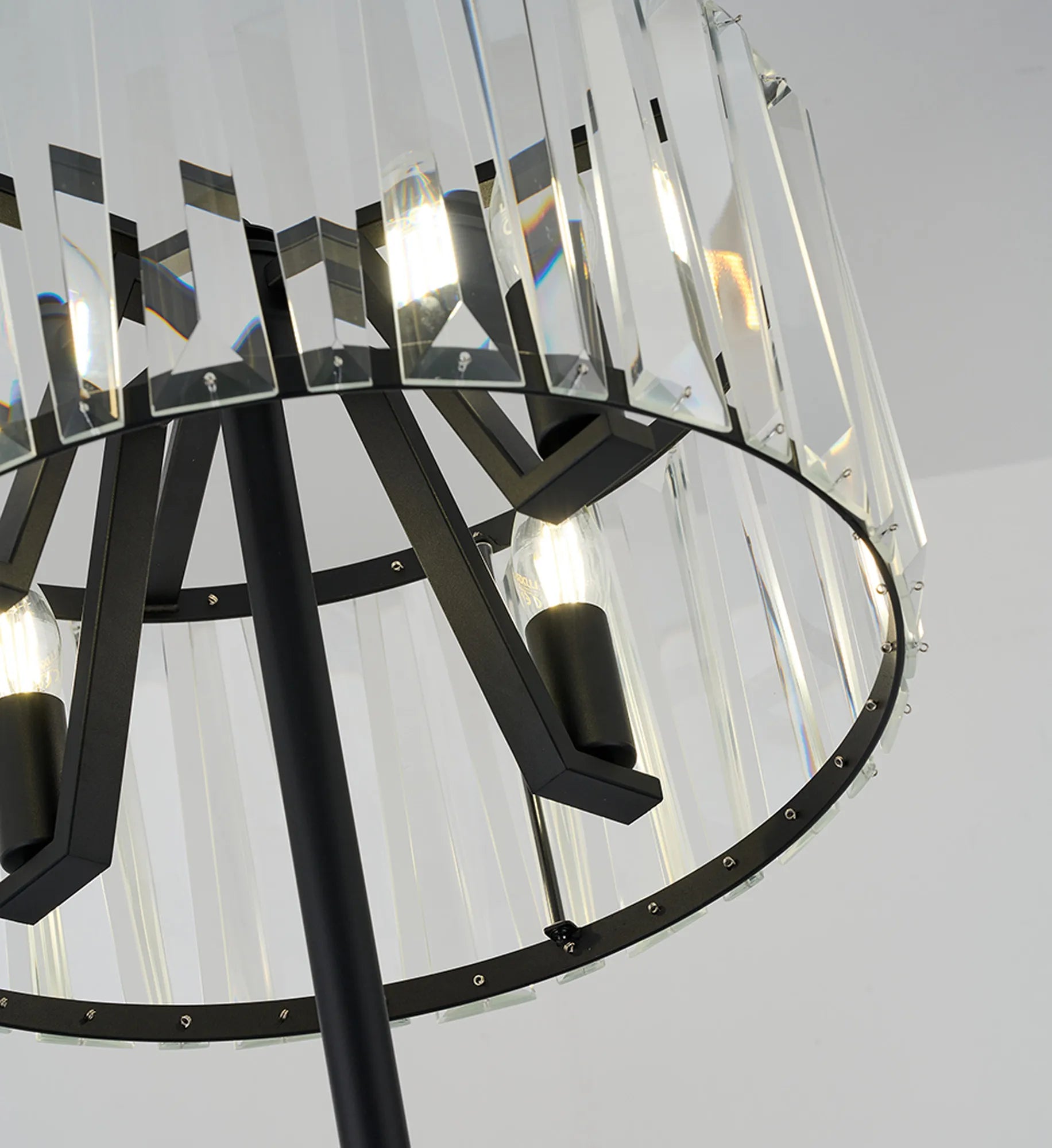 Tudor Crystal Floor Lamp- Black/ Brass/ Nickel Finishes