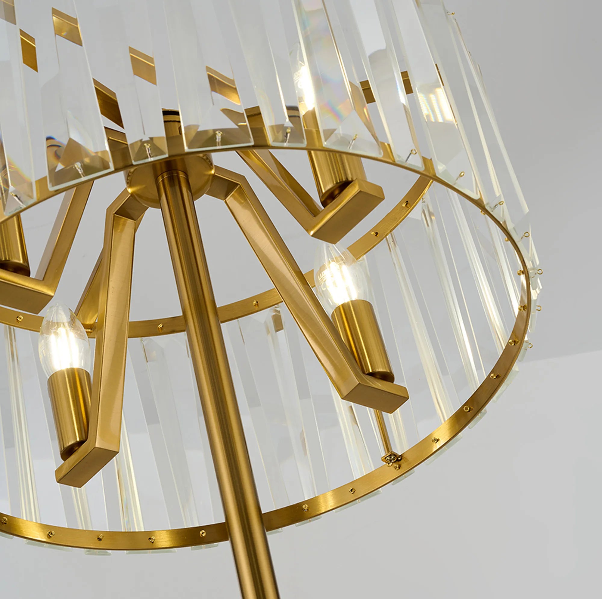Tudor Crystal Floor Lamp- Black/ Brass/ Nickel Finishes