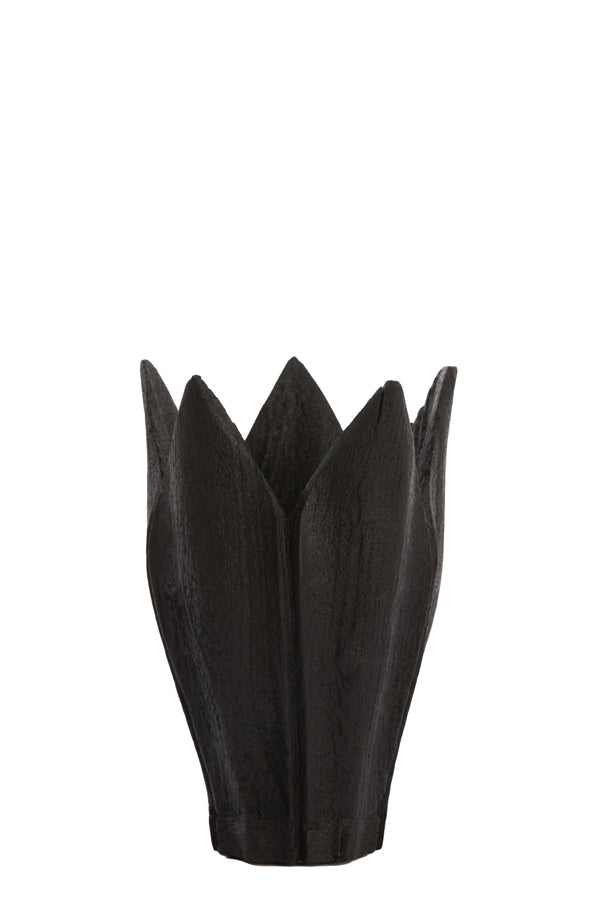 Tulpia Small Vase - Matt Black Wood Finish