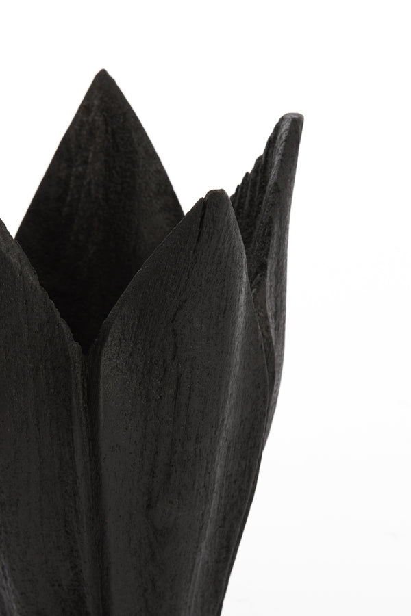 Tulpia Large Vase - Matt Black Wood Finish