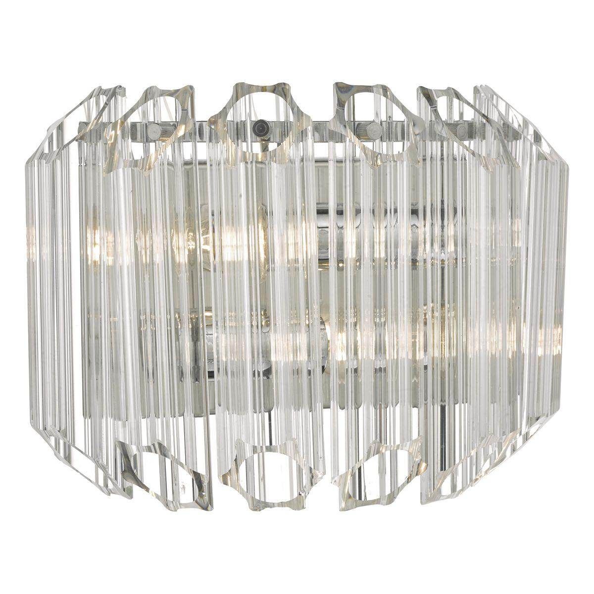 Dar Tuvalu 2lt Wall Light Glass & Polished Chrome - Cusack Lighting