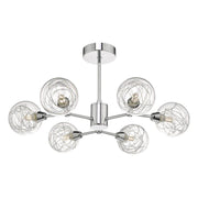 Dar Tyka 6lt Semi Flush Polished Chrome & Glass - Cusack Lighting