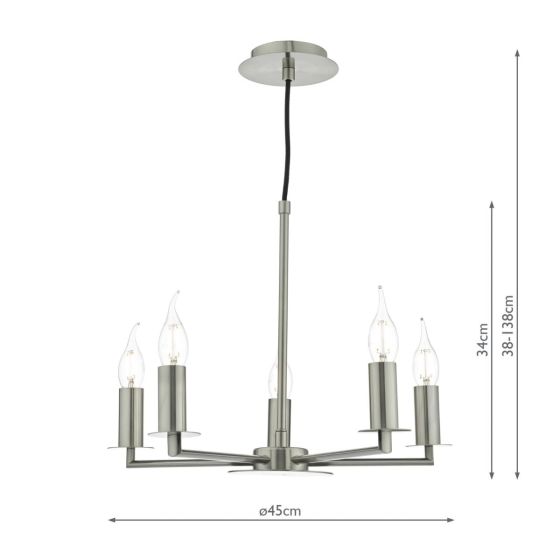 Tyler 5/8Lt Light Fitting - Satin Nickel/Bronze (Excludes Shades)