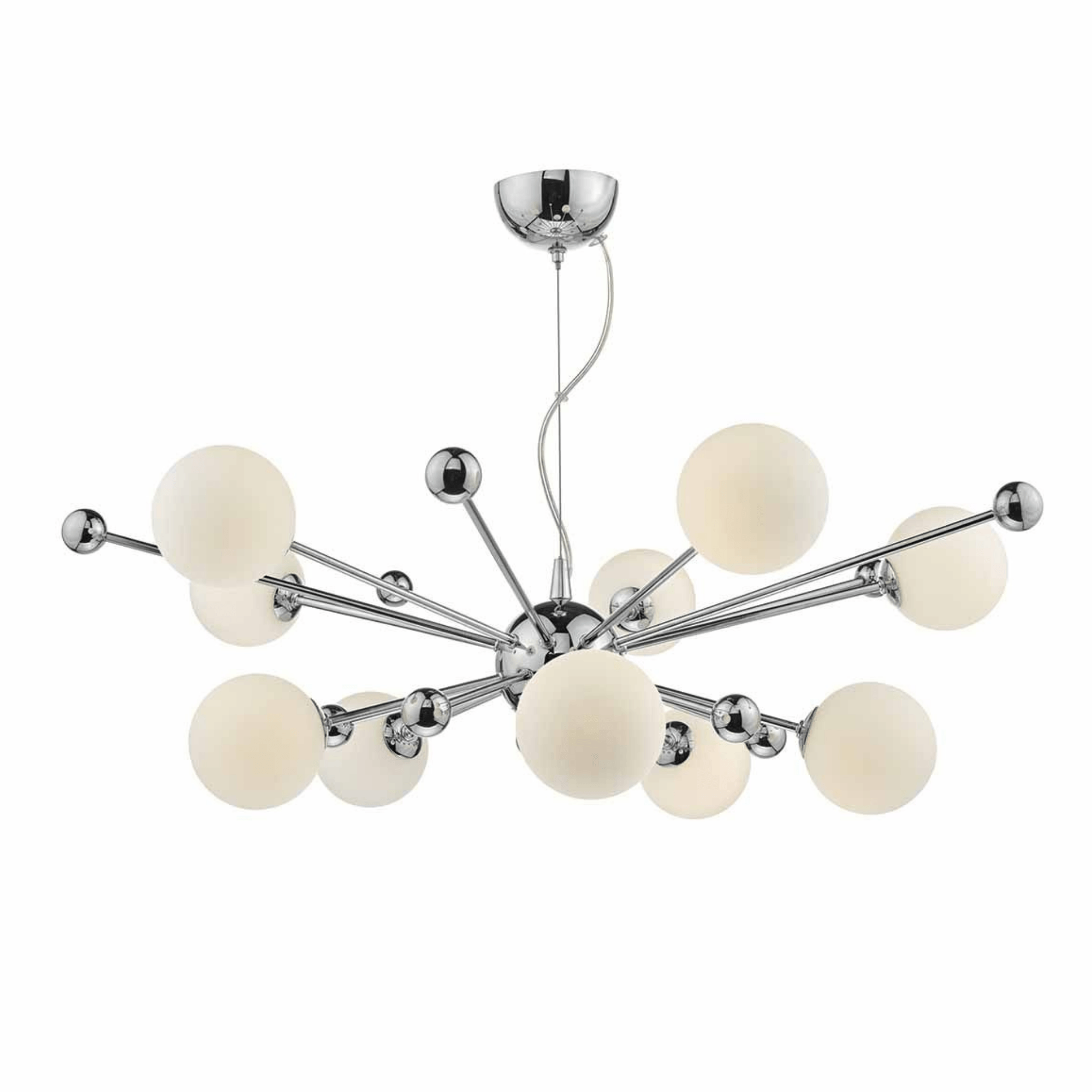 Dar Ursa 10 Light Fitting Polished Chrome & Opal Glass - Cusack Lighting