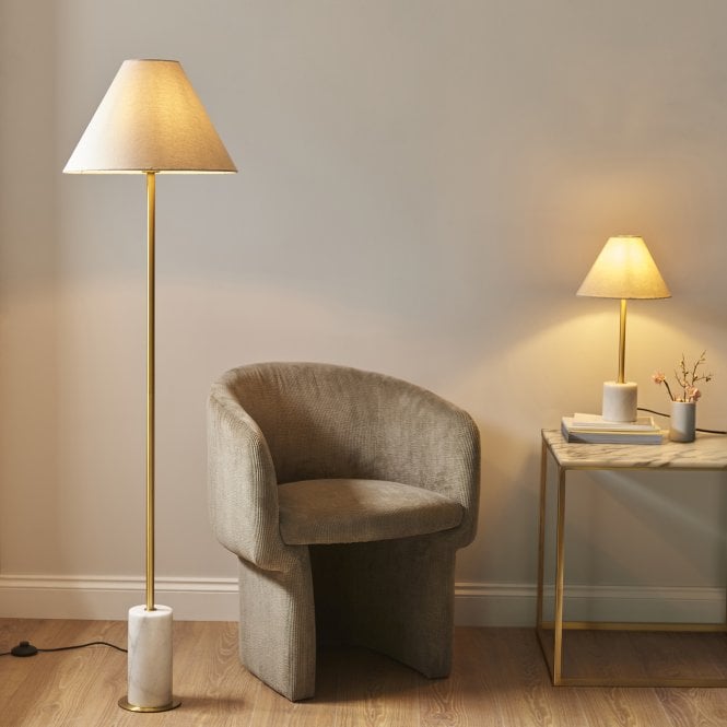 Fontiane 1Lt Floor Lamp - Brass & Marble