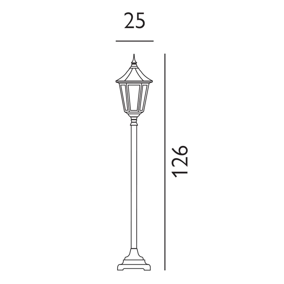 Valencia 1/2/3Lt Head Lamp Post - Black IP54  E27
