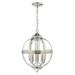 Dar Vanessa 3Lt Centre Ceiling Light - Polished Nickel & Clear Finish