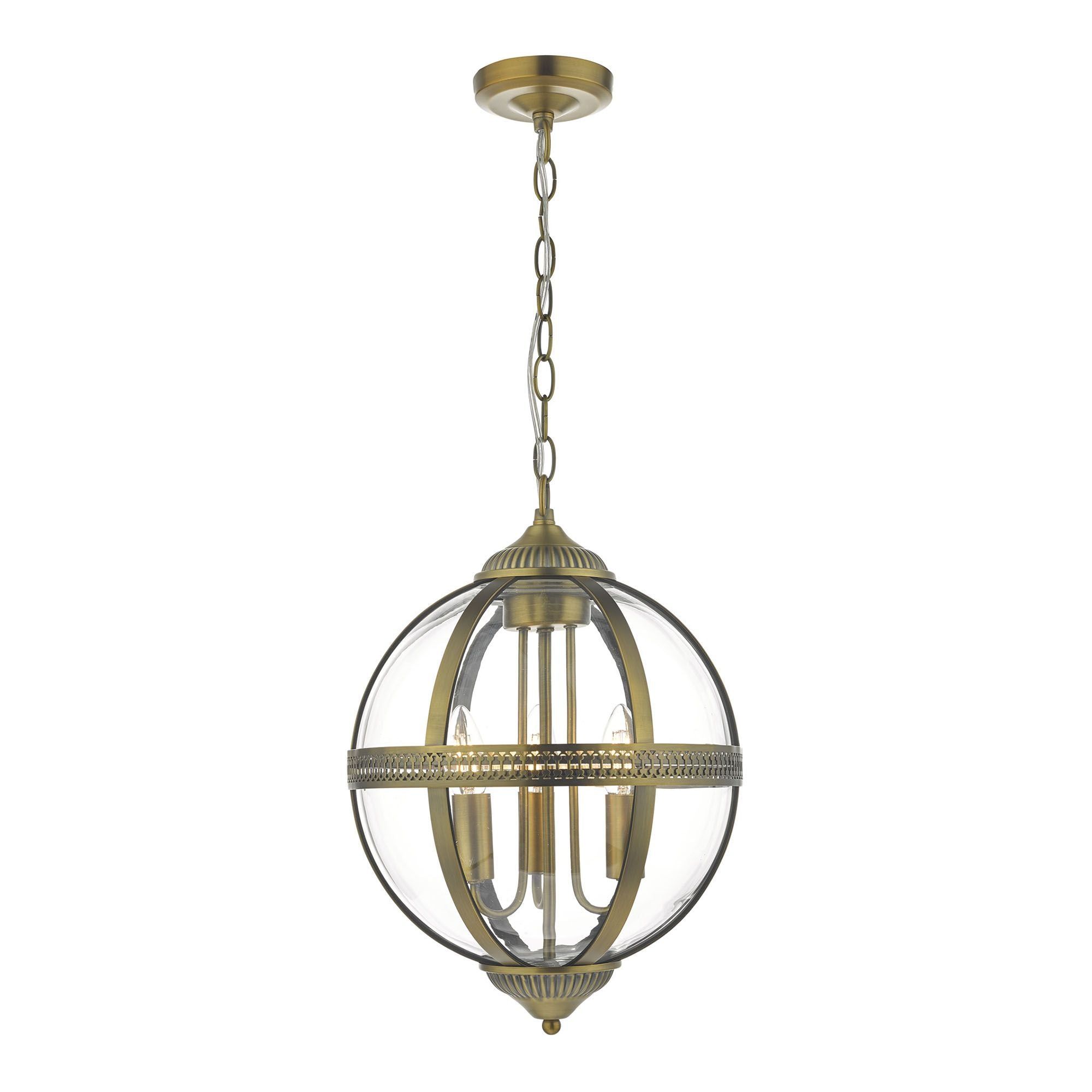 Dar Vanessa 3Lt Centre Ceiling Light - Polished Nickel & Clear Finish