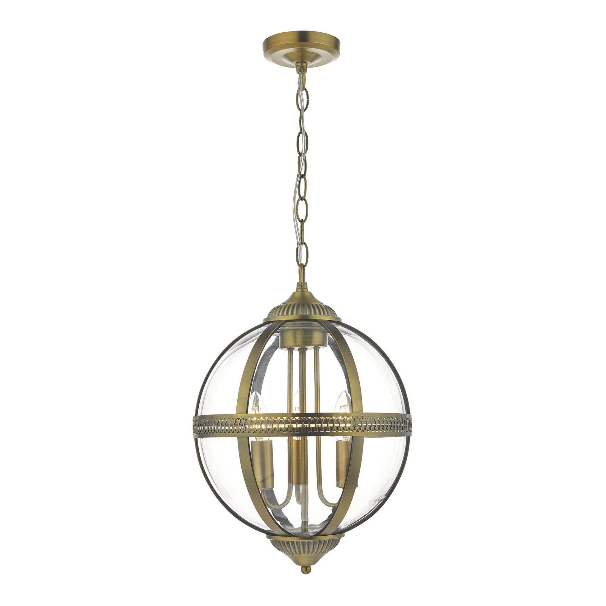 Dar Vanessa 3Lt Centre Ceiling Light - Polished Nickel & Clear Finish