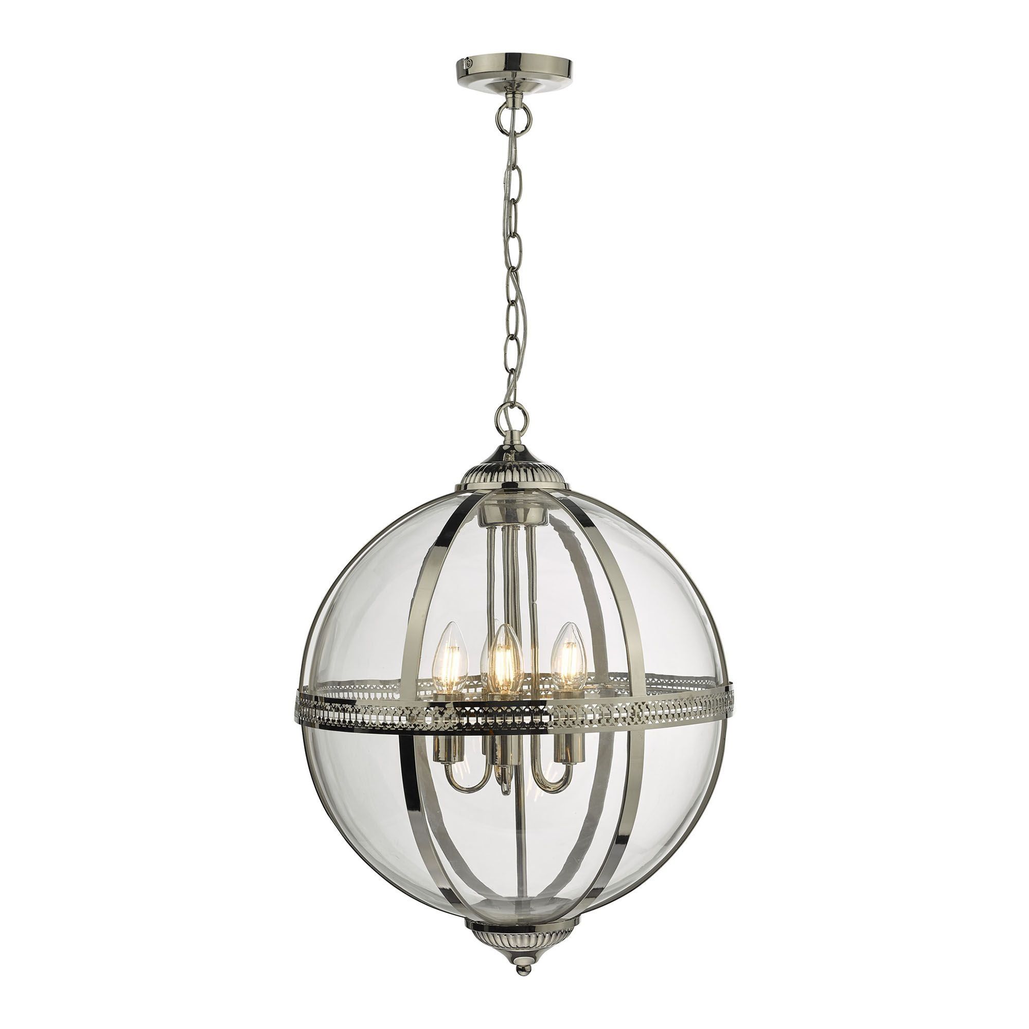 Dar Vanessa 5Lt Centre Ceiling Light - Polished Nickel & Clear Finish