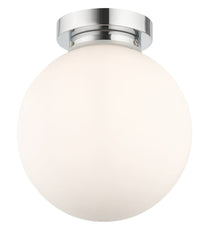 Vanity 1 Light Flush Matt Black/Polished Chrome with Opal Ball