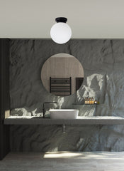 Vanity 1 Light Flush Matt Black/Polished Chrome with Opal Ball