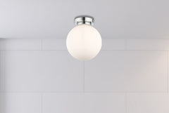 Vanity 1 Light Flush Matt Black/Polished Chrome with Opal Ball