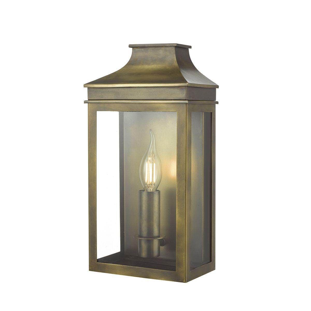 Dar Vapour Coach Lantern Wall Light Black/Weathered Brass-Finish IP44