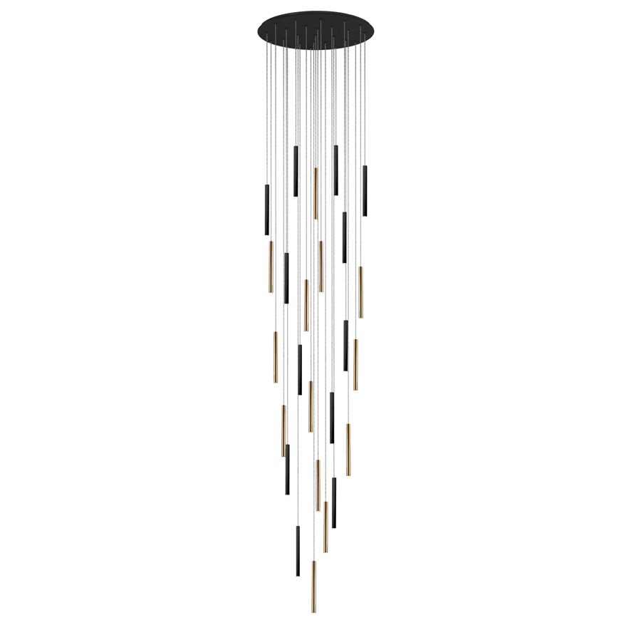 Varas Cluster Light, Gold/Black 25lt - Cusack Lighting