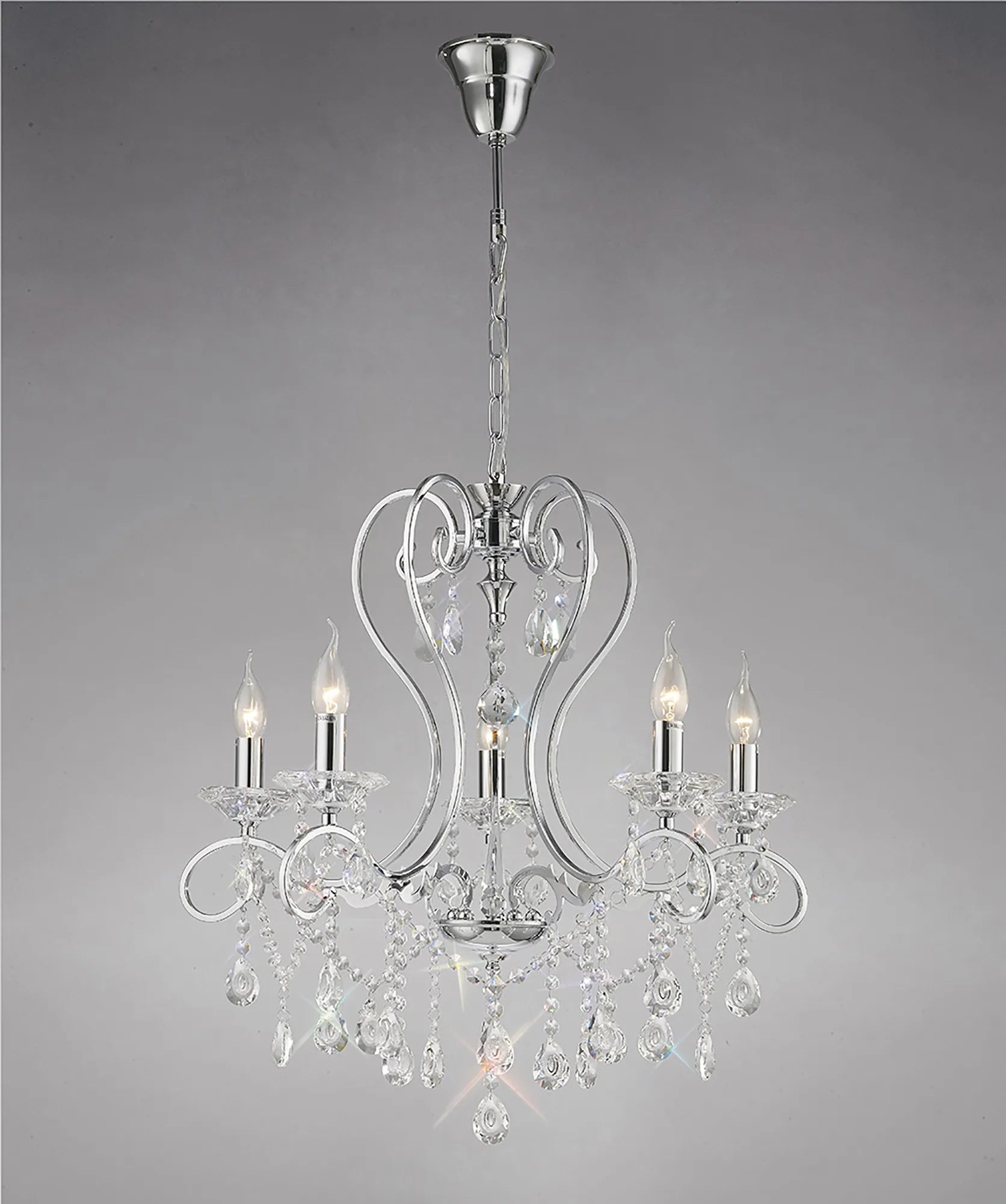 Vela 3/5/8Lt Crystal Chandelier - Chrome/Gold