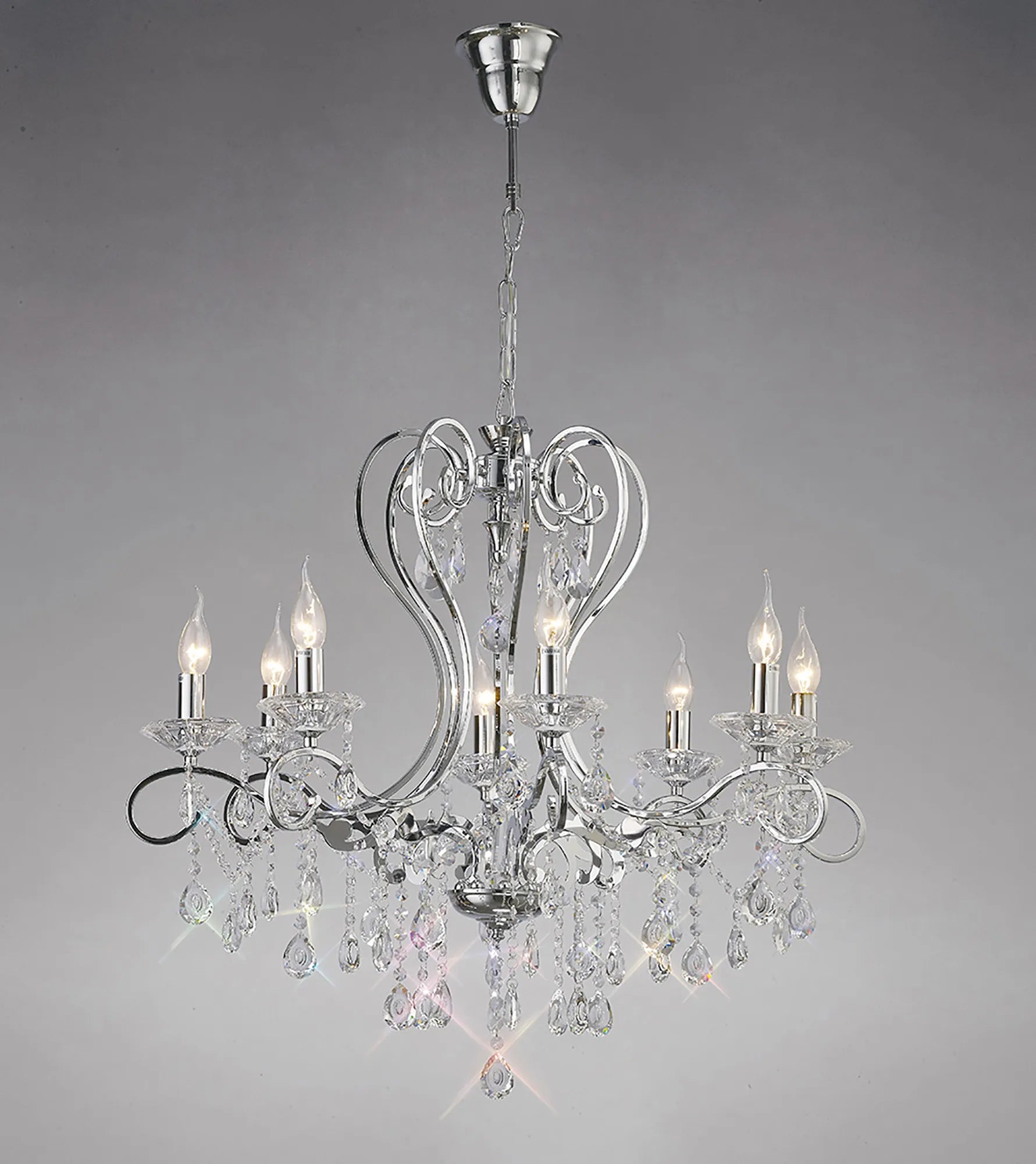 Vela 3/5/8Lt Crystal Chandelier - Chrome/Gold