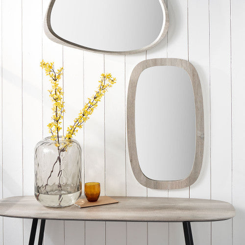 Veneer Curved & Squoval  Wall Mirror - Grey Oak Finish