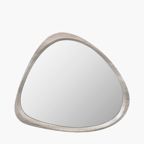 Veneer Curved Wall Mirror - Grey Oak Finish