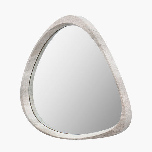 Veneer Curved Wall Mirror - Grey Oak Finish