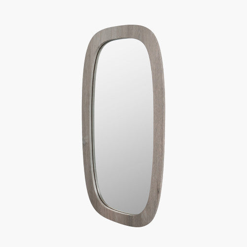 Veneer Squoval Wall Mirror - Grey Oak Finish