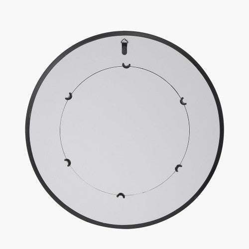 Veneer Round Wall Mirror - Brown Wood Finish