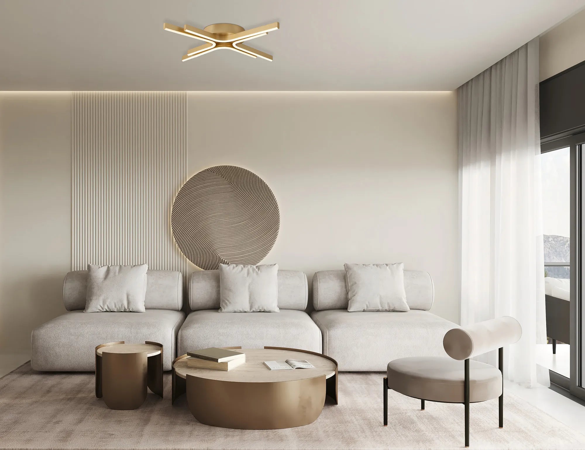 Nambucca 3/4 Arm Flush Ceiling, LED 3yrs Warranty