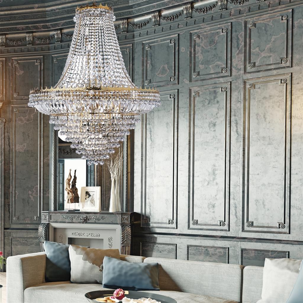 Versailles 19Lt Crystal Ceiling Light - Gold Frame & Crystal Finish