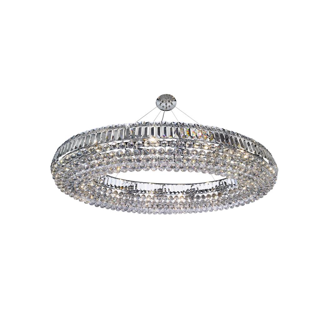 Vesuvius  10/24Lt Crystal Ceiling Light - Chrome Metal & Clear Crystal