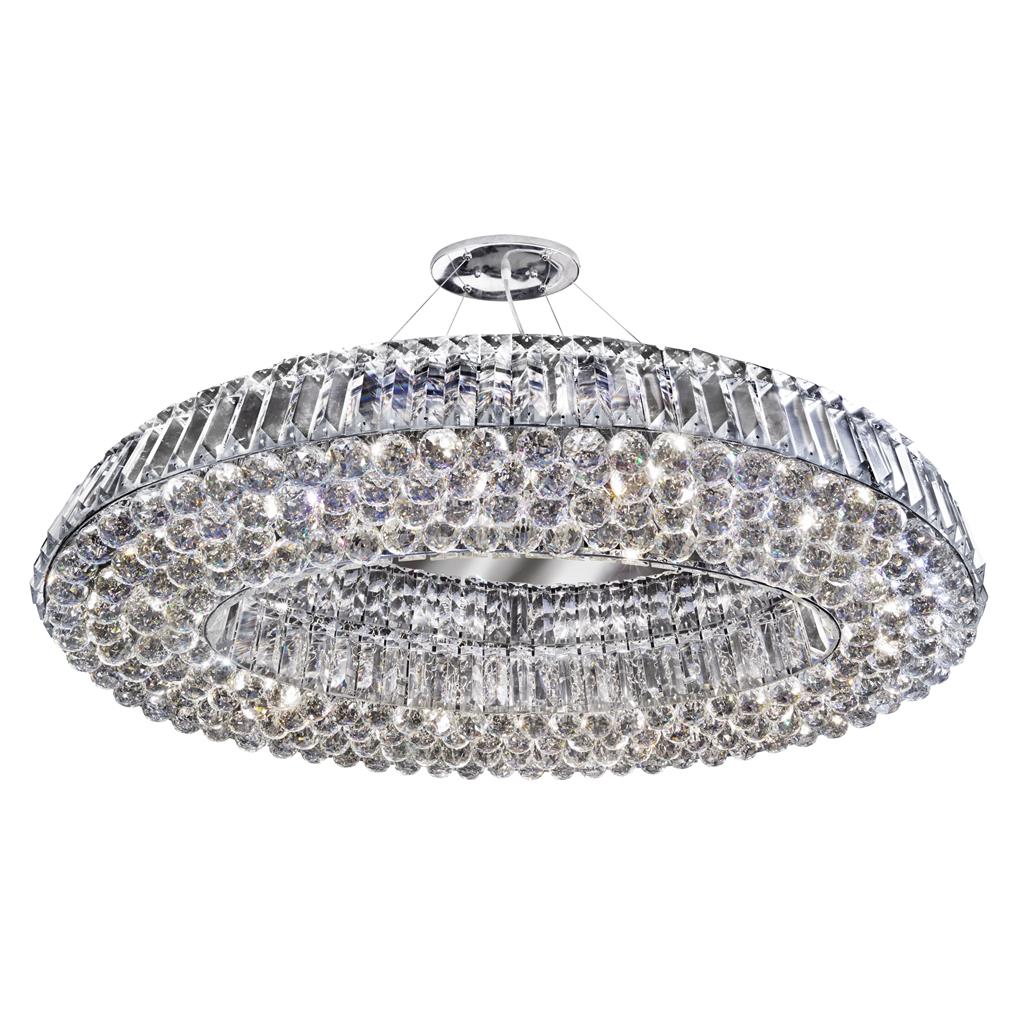 Vesuvius  10/24Lt Crystal Ceiling Light - Chrome Metal & Clear Crystal