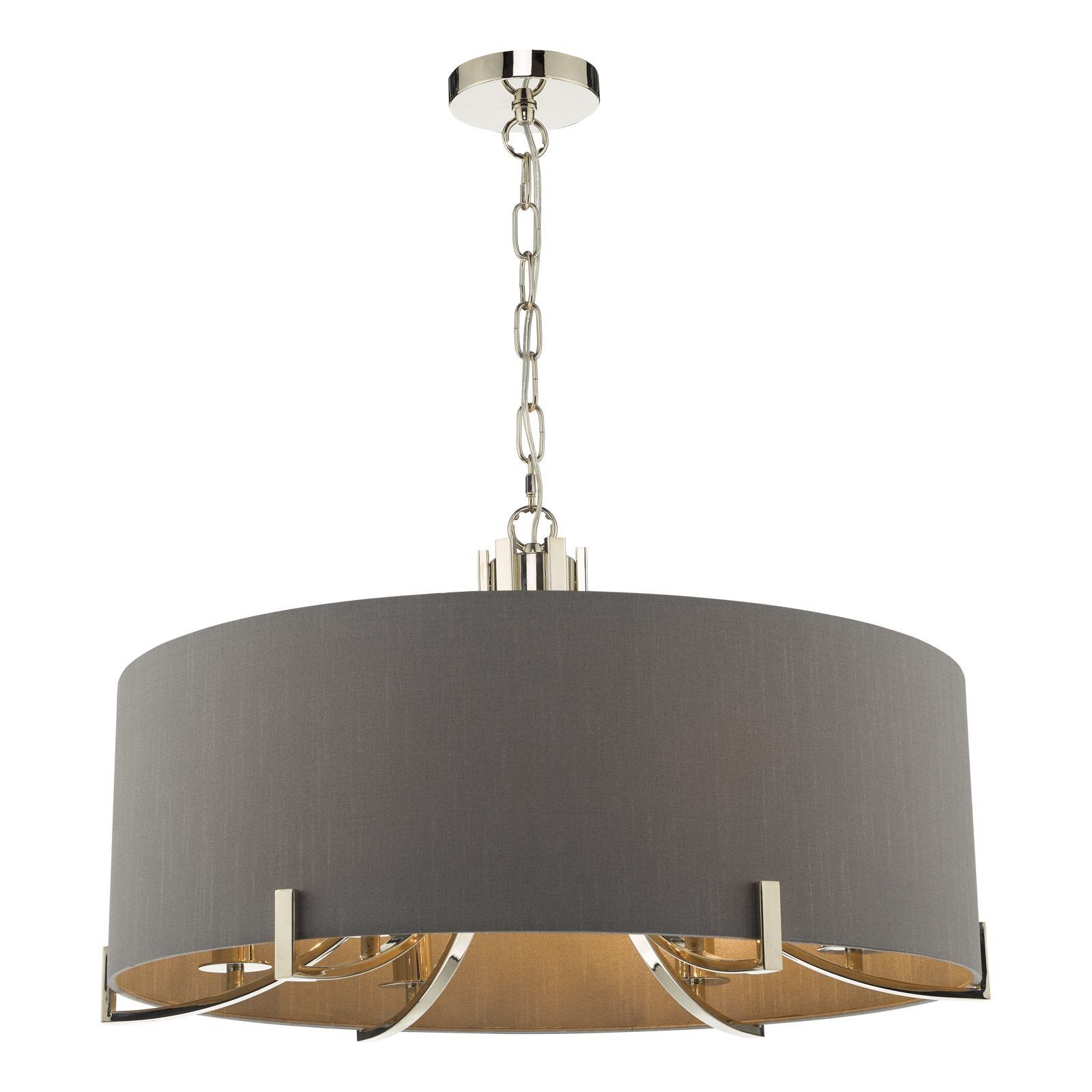 Veyron 6 Light Hanging Shade Ceiling Lights - Polished Nickel & Grey Finish IP20