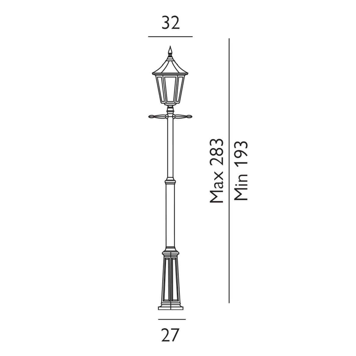 Valencia Grande 1/2Lt Post Light - Black IP54  E27