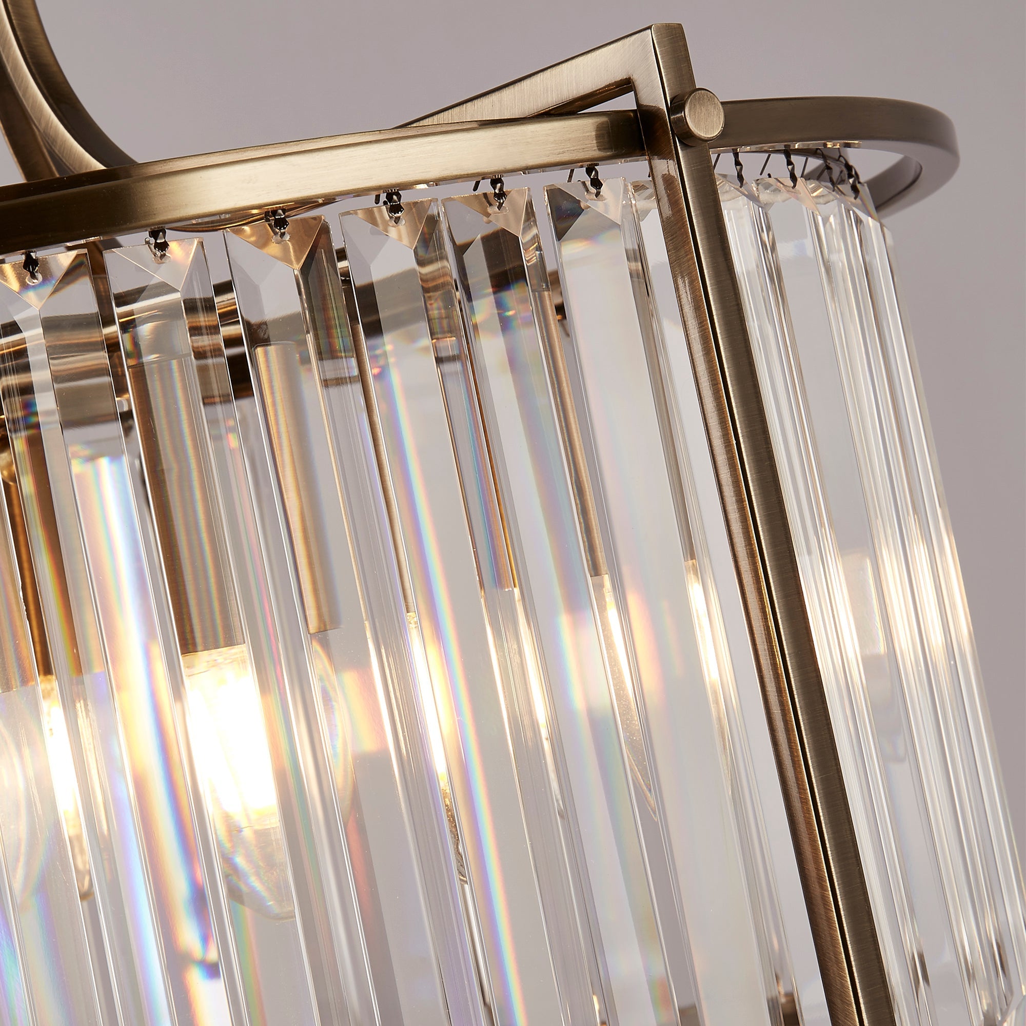 Victoria  2/5Lt Crystal Ceiling Light  - Chrome/Brass Metal & Clear Crystal