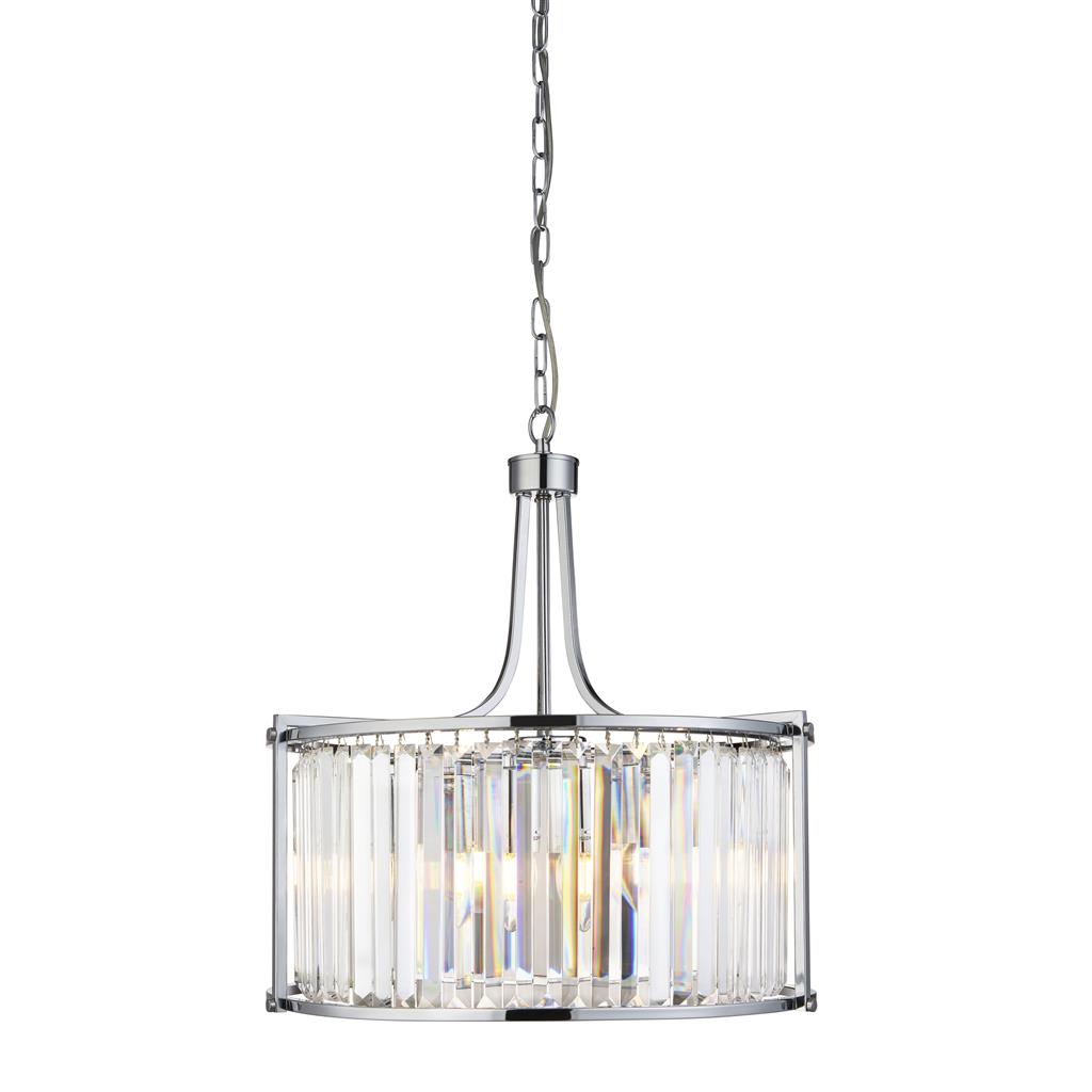Victoria  2/5Lt Crystal Ceiling Light  - Chrome/Brass Metal & Clear Crystal
