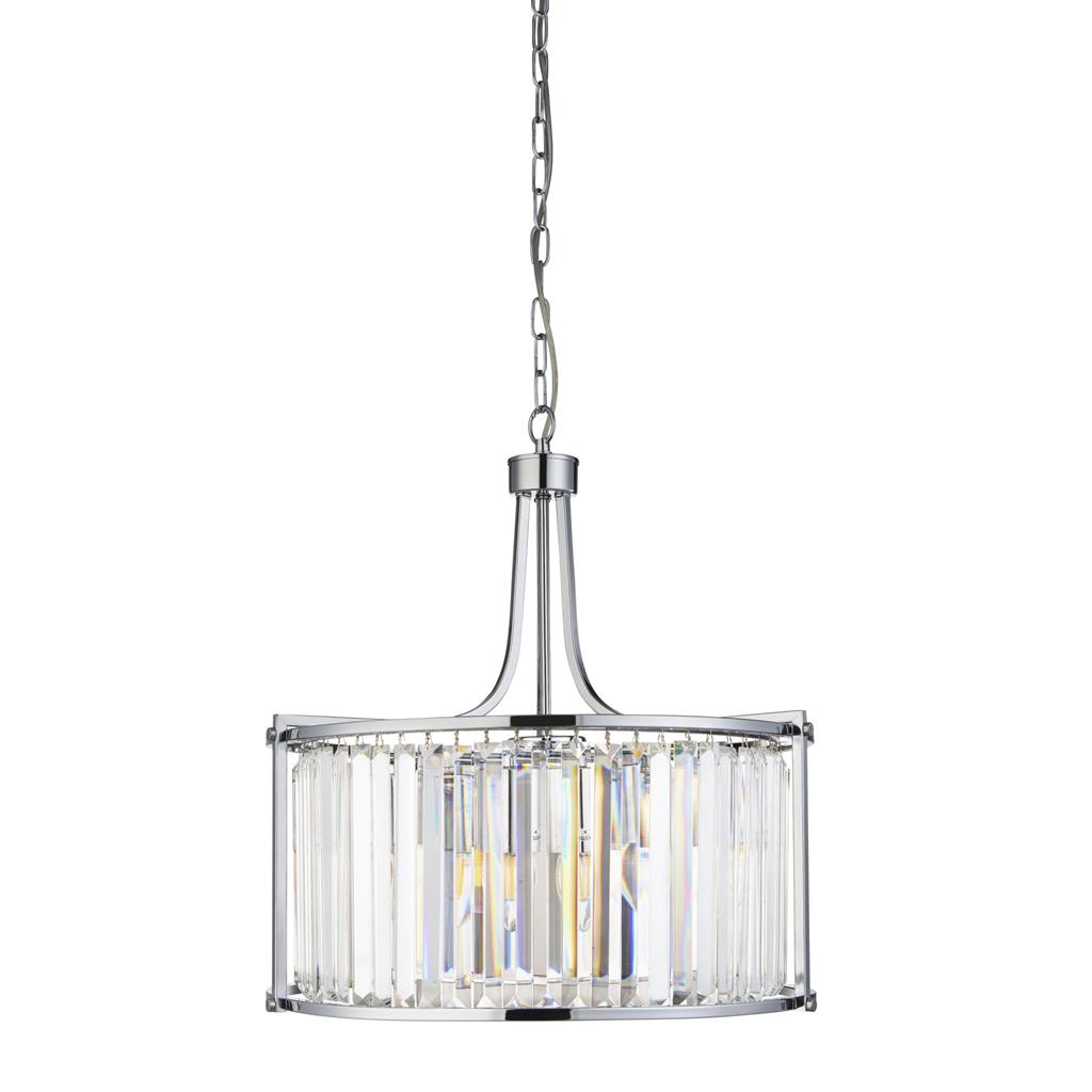 Victoria  2/5Lt Crystal Ceiling Light  - Chrome/Brass Metal & Clear Crystal