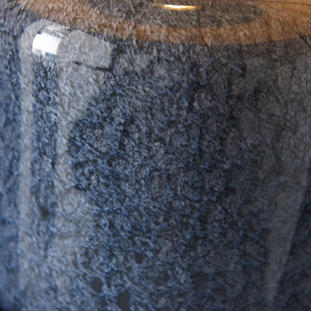 Fischer Table Lamp  Cobalt Glass with Gold Satin Shade