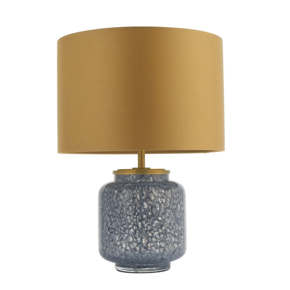 Fischer Table Lamp  Cobalt Glass with Gold Satin Shade