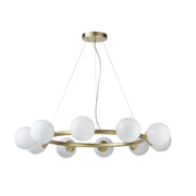 Gallant 6/10Lt Ring Pendant- Brushed Brass with Gloss Opal Glass Shades
