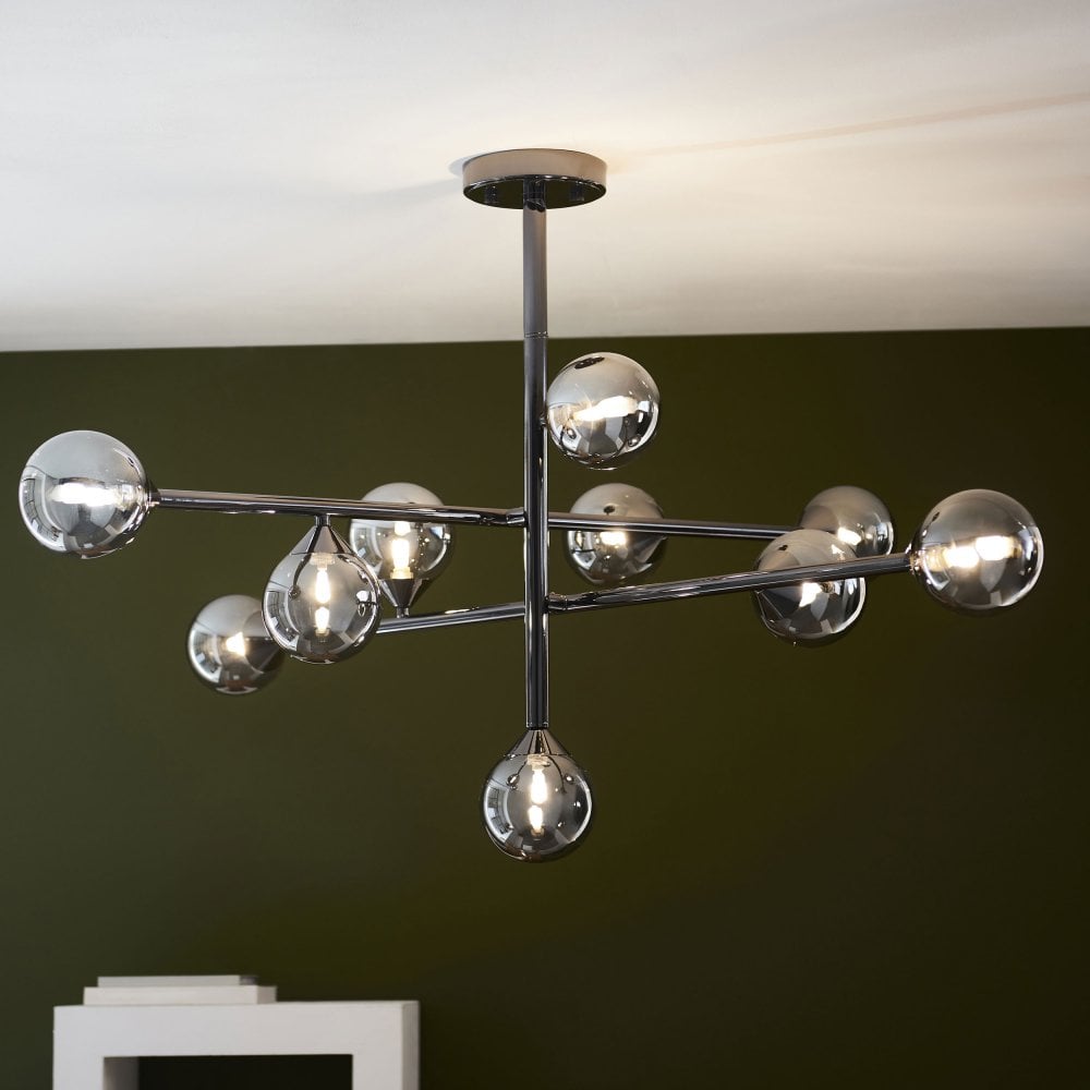 Gallant 10 Light Ceiling Light- Satin Brass/Black Chrome Finish