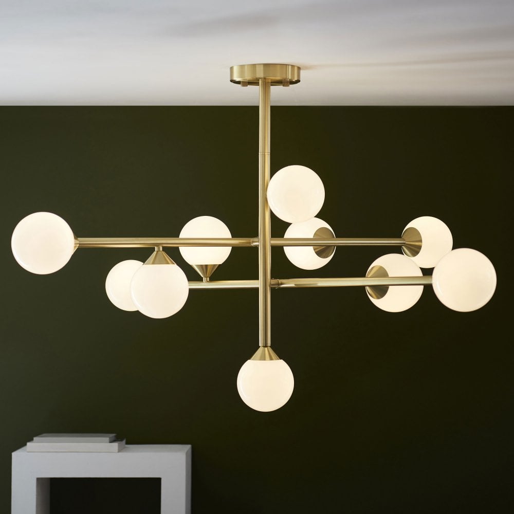 Gallant 10 Light Ceiling Light- Satin Brass/Black Chrome Finish