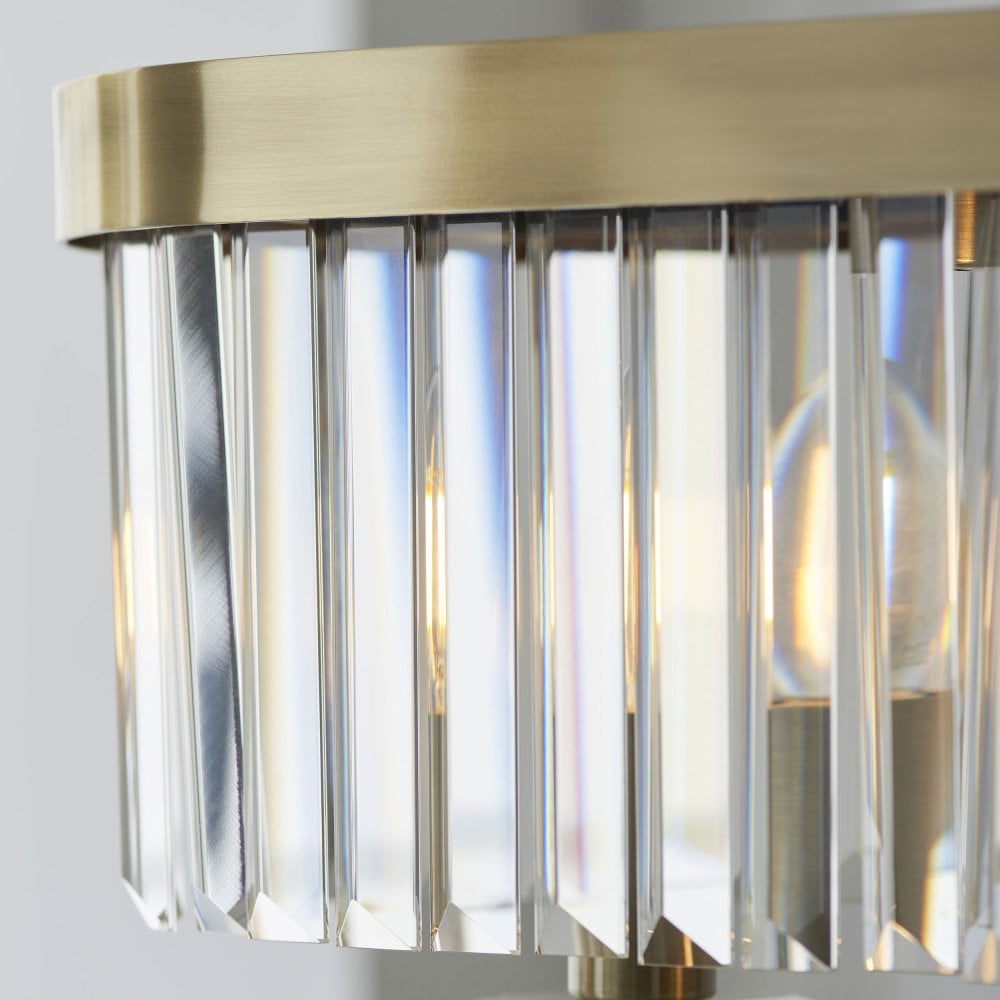 Regina 4 Light Linear Pendant-  Antique Brass/ Nickel & Clear Cut Glass