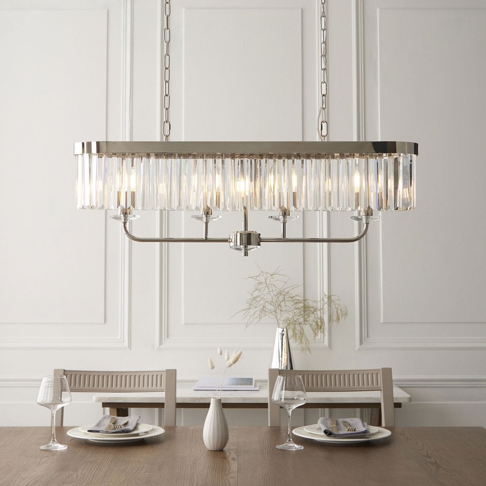 Regina 4 Light Linear Pendant-  Antique Brass/ Nickel & Clear Cut Glass