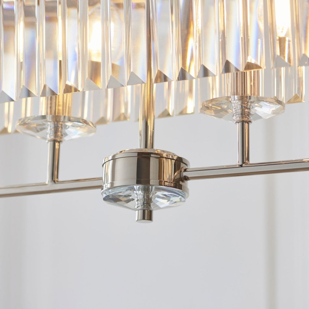 Regina 4 Light Linear Pendant-  Antique Brass/ Nickel & Clear Cut Glass