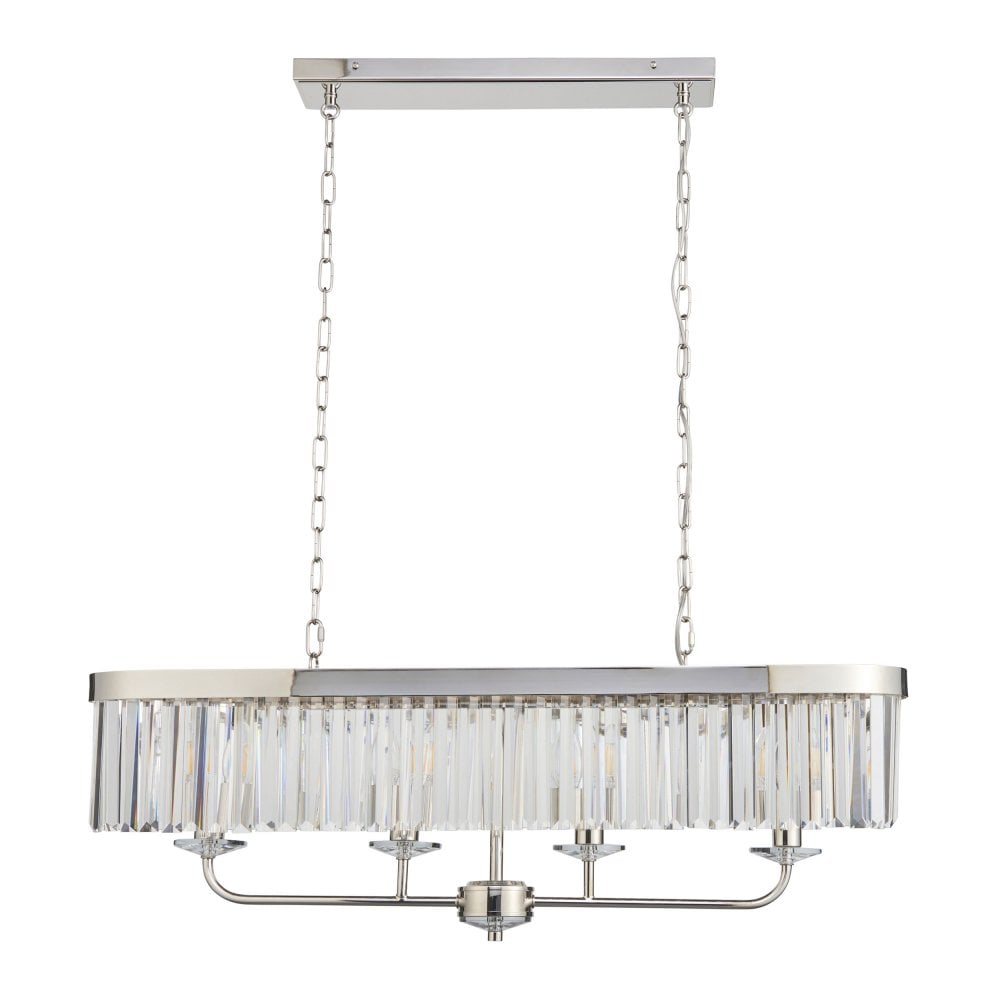 Regina 4 Light Linear Pendant-  Antique Brass/ Nickel & Clear Cut Glass