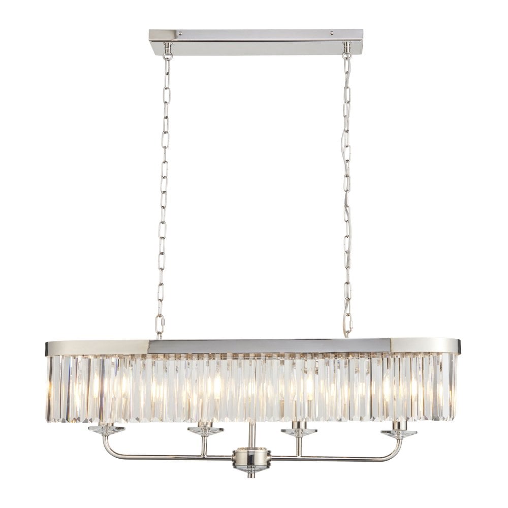 Regina 4 Light Linear Pendant-  Antique Brass/ Nickel & Clear Cut Glass