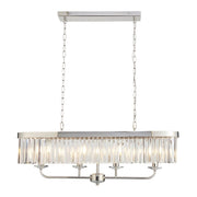 Regina 4 Light Linear Pendant-  Antique Brass/ Nickel & Clear Cut Glass