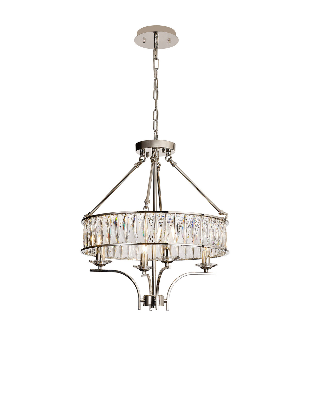 Vivienne 4Lt Crystal Pendant - Polished Nickel/ French Gold