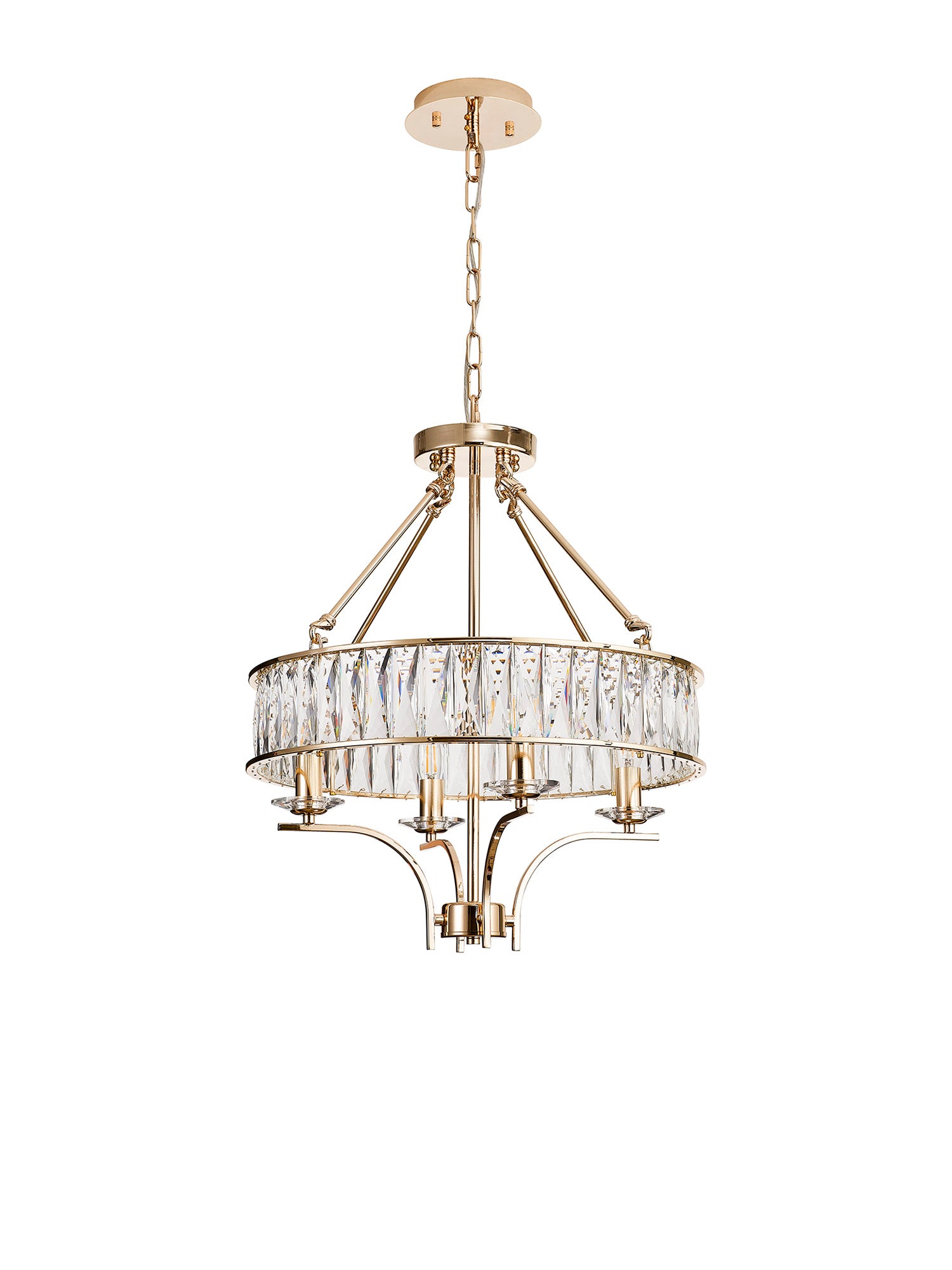 Vivienne 4Lt Crystal Pendant - Polished Nickel/ French Gold