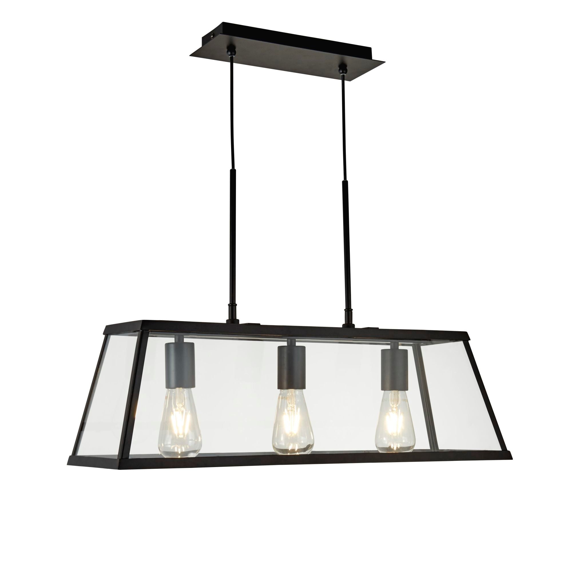 Voyager 3Lt Kitchen Table Ceiling Light - Black/Chrome Finish CLEARANCE
